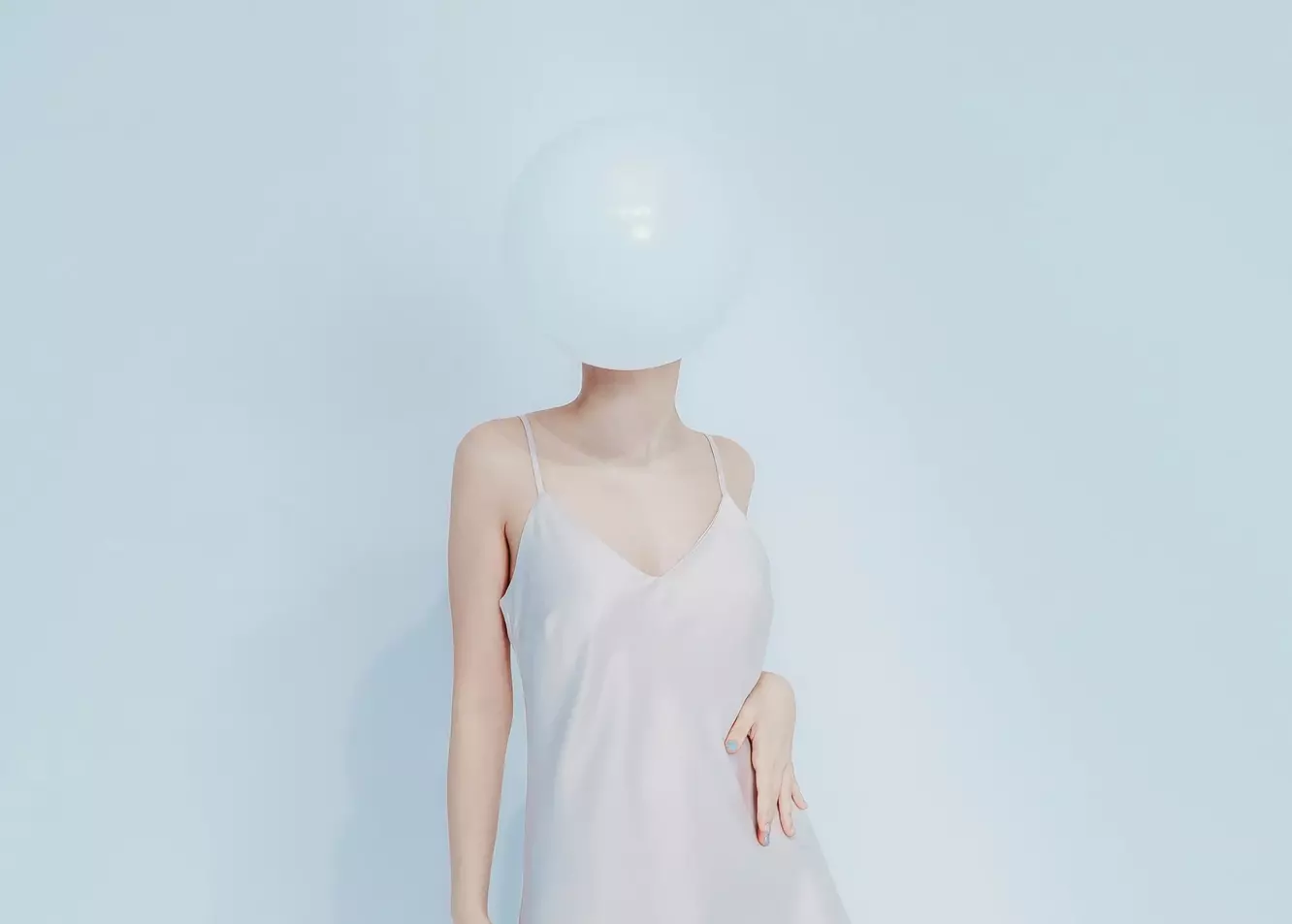 Minimalist Mystery: Woman with Balloon Head