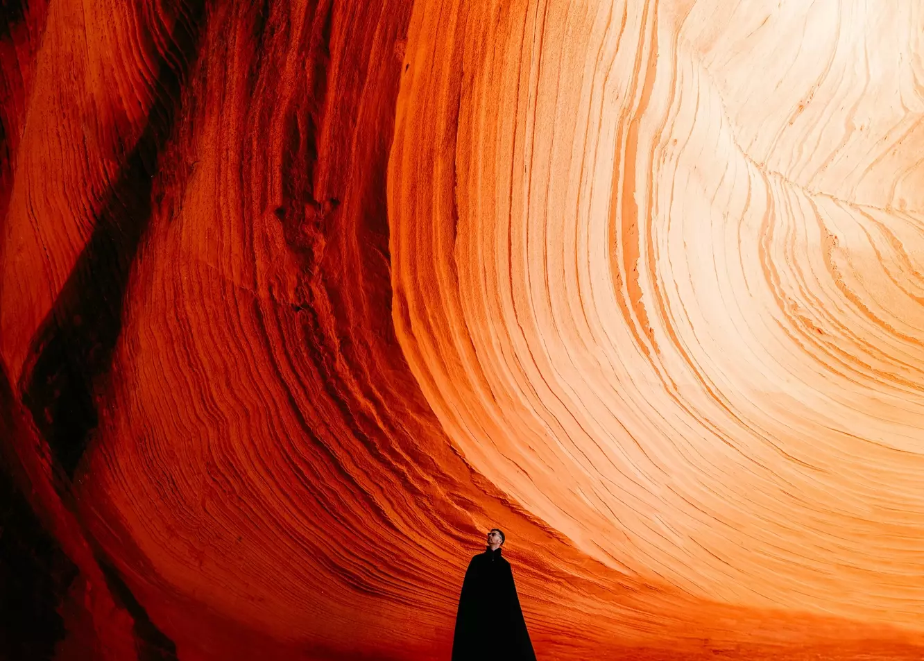 Mysterious Figure in Radiant Antelope Canyon