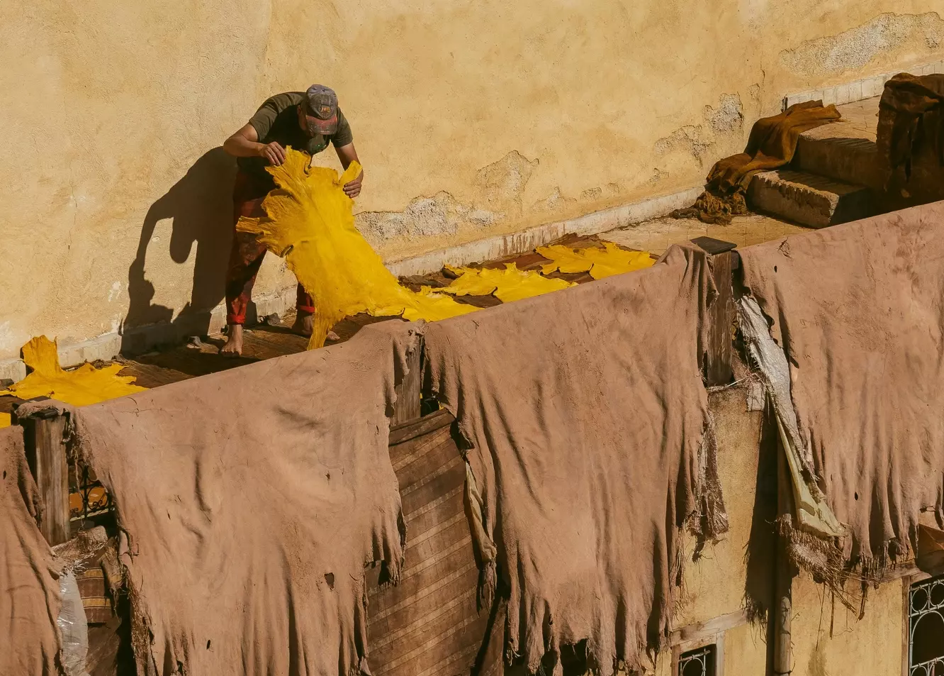 Vibrant Rooftop Tannery: Crafting Tradition Under the Sun