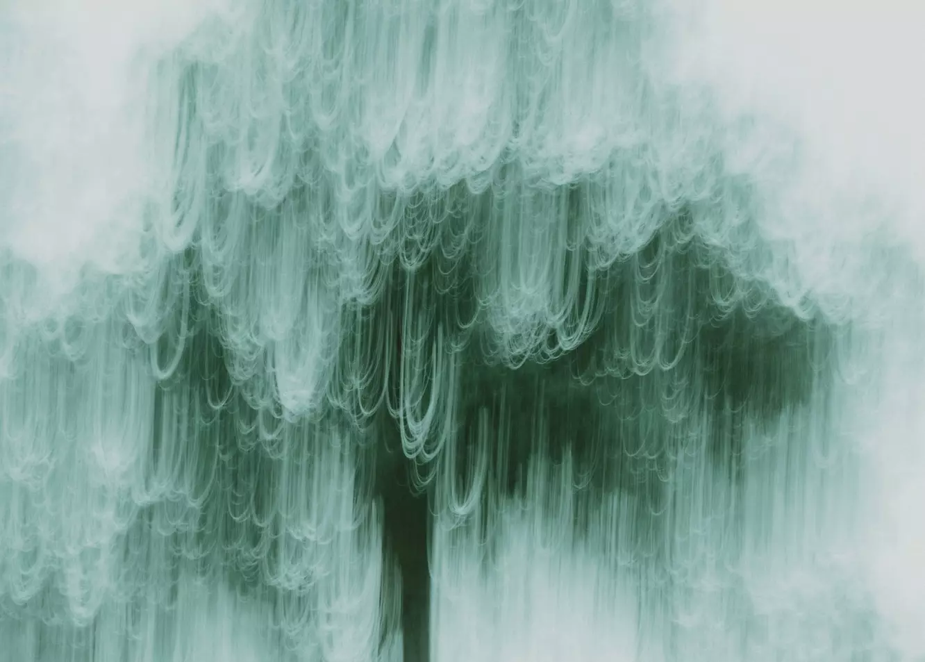 Ethereal Green: A Dreamlike Blurred Tree Abstract
