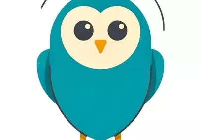 Charming Blue Owl: Adorable 2D Flat Design