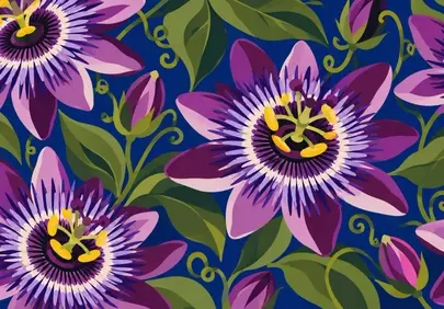 Vibrant Passion Flower: Seamless Tropical Botanical Pattern
