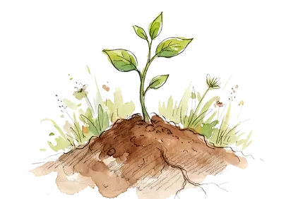 Vibrant Watercolor Seedling: A Symbol of New Life and Growth