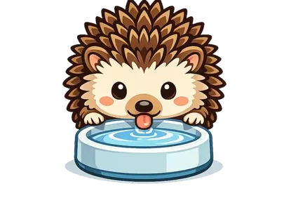 Adorable Hedgehog Quenches Thirst in Charming Cartoon