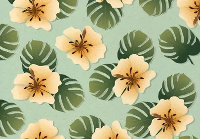 Tropical Bloom Serenity: Monstera & Lily Pattern Art