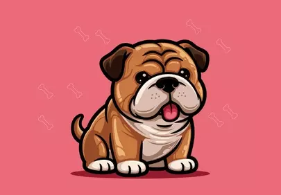Adorable Cartoon Bulldog Puppy with Playful Charm