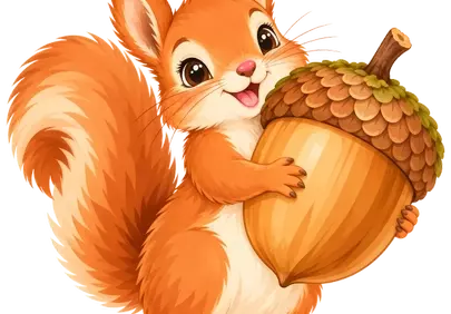 Charming Woodland Squirrel with Giant Acorn