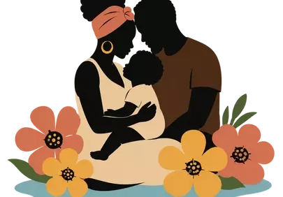 Heartfelt Family Embrace: Mother, Father, and Child Silhouette Illustration