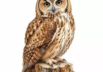 Stunning Watercolor Owl: Captivating Forest Predator