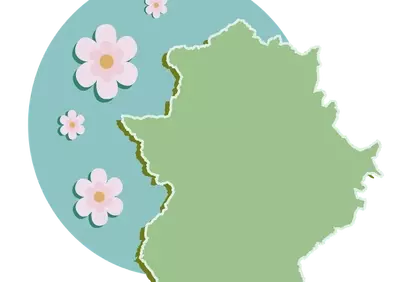 Vibrant Extremadura Map with Blossom Accents