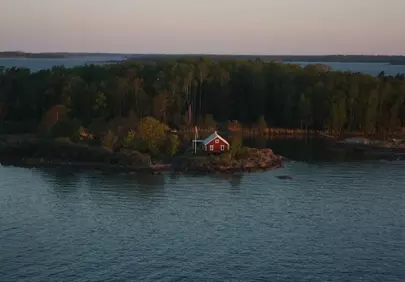 Enchanting Nordic Island Home at Golden Sunset