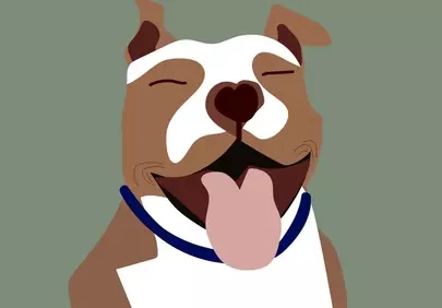 Charming Cartoon Dog Grin: Playful Pitbull Illustration