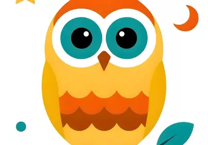 Charming Cartoon Owl: A Whimsical Night Background