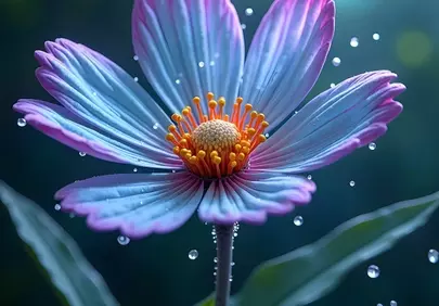 Vibrant Dewdrop Bloom: Macro Nature's Detail