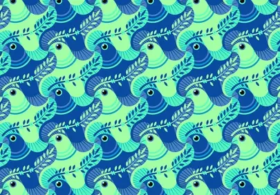 Vibrant Geometric Bird Mosaic: Seamless Nature Art