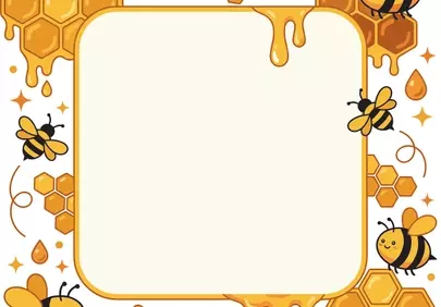 Sweet Honeycomb Frame: Adorable Bees & Dripping Nectar
