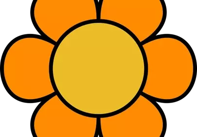 Vibrant Retro Flower: Bold Orange Blossom Illustration
