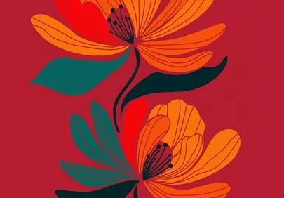 Vibrant Boho Bloom: Abstract Autumnal Floral Art