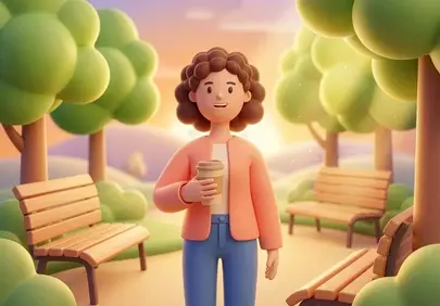 Charming Animated Woman in a Serene Park Setting