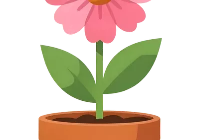 Charming Pink Potted Flower Illustration for Home Decor