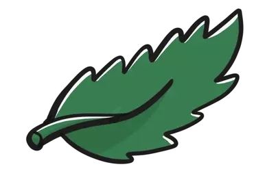 Charming Childlike Green Leaf Doodle Illustration