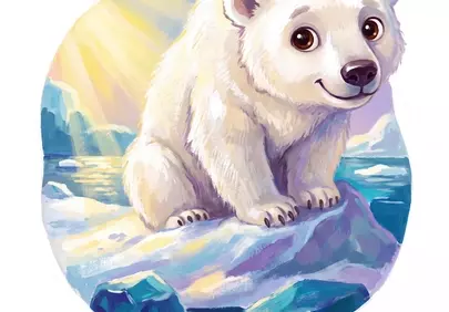 Charming Arctic Cub: Adorable Polar Bear Illustration