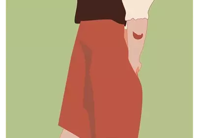 Minimalist Fashion: Modern Girl in Red Dress Illustration