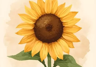 Vibrant Watercolor Sunflower: Summer's Golden Embrace