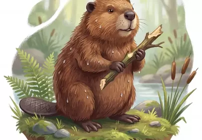 Charming Cartoon Beaver: Adorable Woodland Creator