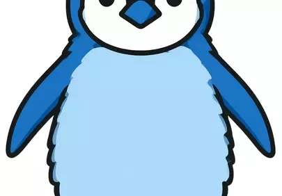 Charming Blue Cartoon Penguin: Adorable Aquatic Art
