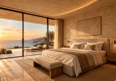 Breathtaking Ocean View Bedroom: Sunset Serenity in Barcelona
