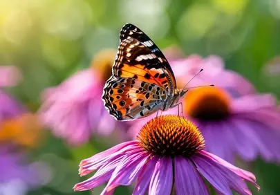 Vibrant Butterfly on Coneflower: A Spring Macro Masterpiece