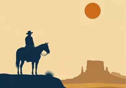 Stunning Wild West Silhouette: Cowboy at Desert Sunset