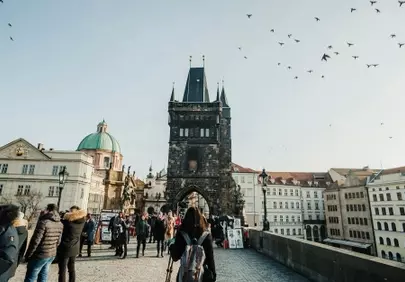 Iconic Charles Bridge Prague: Historic Grandeur & Soaring Birds