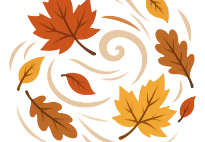 Vibrant Autumn Breeze: Swirling Leaves Illustration