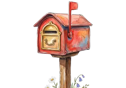 Rustic Charm: Watercolor Mailbox with Wildflowers