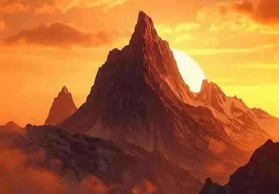 Dramatic Sunset Peaks: Nature's Fiery Embrace