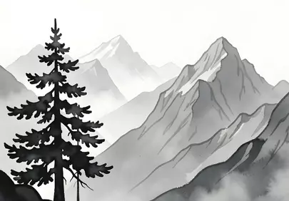 Majestic Mountain Panorama: A Serene Watercolor Landscape