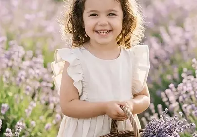 Charming Little Girl Smiling in a Lavender Field