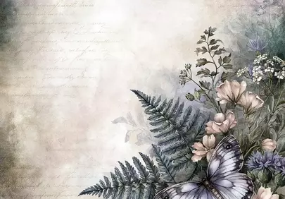 Enchanting Watercolor: Vintage Butterfly & Wildflower Symphony