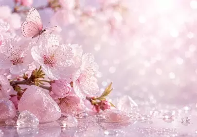 Sparkling Sakura Dream: Pink Butterfly & Crystal Serenity