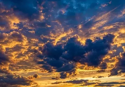 Dramatic Golden Sunset Cloudscape in Twilight Sky