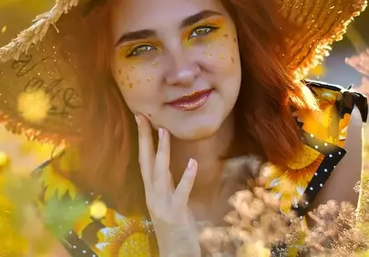 Radiant Young Woman in Sunflower Fields