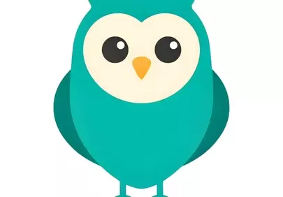 Charming Teal Owl: Cute 2D Digital Art