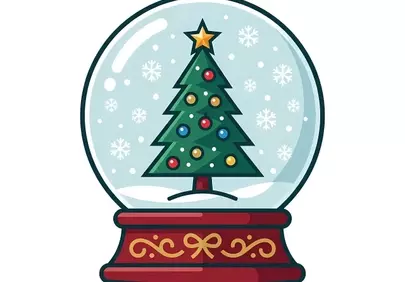 Magical Christmas Snow Globe: Festive Winter Wonderland Illustration