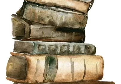 Timeless Watercolor Stack: Vintage Books Art Background