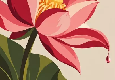 Vibrant Lotus Blossom: Elegance in Botanical Illustration