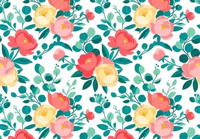 Vibrant Floral Bloom: Seamless Spring Botanical Pattern