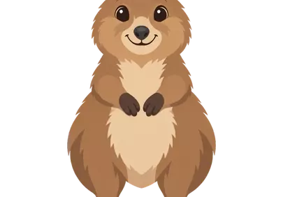 Charming Quokka: Adorable Smiling Marsupial Illustration