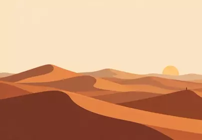 Stunning Golden Desert Sunset with Lone Traveler